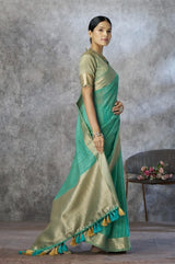 RajPath Ronak Cotton Silk Saree with Zari Woven Border - 6 PCS Set