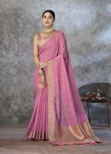 RajPath Ronak Cotton Silk Saree with Zari Woven Border - 6 PCS Set