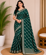Latest Bandhani Chiffon Saree - Designer Leheriya Party Wear 6 Pcs Set
