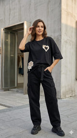 Fancy Tencel Oversized Women's T-Shirt - L to 3XL - 6 Pcs Set