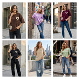 Fancy Tencel Oversized Women's T-Shirt - L to 3XL - 6 Pcs Set