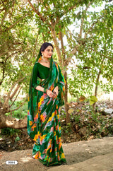 Vastrani KrishnaLeela Designer Printed Saree with Abstract Brush Print, Stylish Border, Premium Finish - Latest Trending Women’s Saree Collection