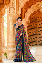 D.No. 9083 KrishnaLeela Designer Printed Saree with Abstract Brush Print & Elegant Border - Premium Women’s Saree Collection - M.R. Saree Emporium