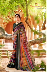 D.No. 9083 KrishnaLeela Designer Printed Saree with Abstract Brush Print & Elegant Border - Premium Women’s Saree Collection - M.R. Saree Emporium