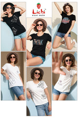 Lichi Night Wear Style 927 Women's Tencel Printed T-Shirt - 6 Pcs Set