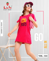 Lichi Night Wear Vol 918 Women's Cotton Printed Long T-Shirt - 8 Pcs Set