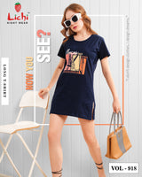 Lichi Night Wear Vol 918 Women's Cotton Printed Long T-Shirt - 8 Pcs Set