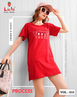 Lichi Night Wear Vol 918 Women's Cotton Printed Long T-Shirt - 8 Pcs Set