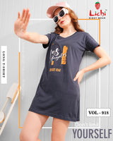 Lichi Night Wear Vol 918 Women's Cotton Printed Long T-Shirt - 8 Pcs Set
