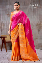 SR RACHIL Saree - Chinnon Weaving Jacquard Pattern with Unique Designer Blouse - Single & 08 Pcs Set Available - M.R. Saree Emporium