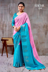 SR RACHIL Saree - Chinnon Weaving Jacquard Pattern with Unique Designer Blouse - Single & 08 Pcs Set Available - M.R. Saree Emporium