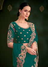 Royal Chinon Party Wear Saree with Floral Zari Embroidery