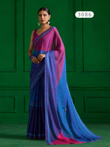 Mono Poley Denim Collection Denim Blue Printed Saree with Hand Embroidery - Viscose Mull Designer Saree - M.R. Saree Emporium