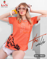 Lichi Women's Printed Cotton Hosiery T-Shirt - 10 Pcs Set
