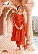 WOOGLEE MIRZA Women's Viscose Kurta Pant Dupatta Set - 4 Pcs