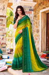 Adventure-2 Geometric Printed Saree with Elegant Zari Border, Stylish Motif Work & Beautiful Designer Pallu for Festive and Party Wear