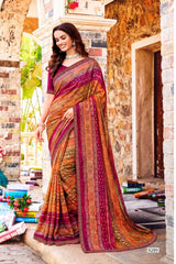 Adventure-2 Geometric Printed Saree with Elegant Zari Border, Stylish Motif Work & Beautiful Designer Pallu for Festive and Party Wear