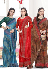 EkStree Mehfil Georgette Printed Saree 8 Pcs Set with Fancy Lace Border Designer Wholesale Collection – M.R. Saree Emporium