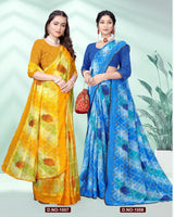 Ekstree Baby Renial Georgette Exclusive Fancy Printed Saree with Fancy Lace Border Designer Saree Wholesale – 6 Pcs Set M.R. Saree Emporium