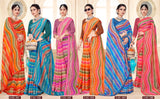 Ekstree Kamakshi Moss Chiffon Fancy Print Saree With Swarovski Lace Border – 8 Pcs Set Wholesale Collection-M.R. Saree Emporium