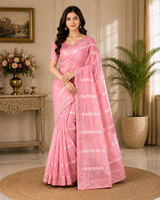 Designer Chiffon Saree with Stone Lace Border - Lightweight Elegant Party Wear Saree Collection (6 Colors Set) - M.R. Saree Emporium
