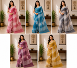 Designer Chiffon Saree with Tie Dye Pattern and Woven Border - Lightweight Daily Wear Fancy Saree Collection (5 Colors Set) - M.R. Saree Emporium