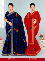 Ek Stree Arpana Georgette Saree Collection - Designer Printed Saree 8 Pcs Set
