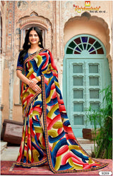 Joganiya-3 Designer Printed Saree 8 Pcs Set - Elegant Traditional Print Saree Collection - M.R. Saree Emporium