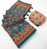 RajYog Erode Cotton Silk Saree with Designer Print & Tassels - 6 Pcs Set