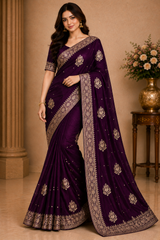 Gold Satar Fabric Designer Saree 5 Pcs Set With Zari Peacock Booti & Rich Zari Border-M.R. Saree Emporium