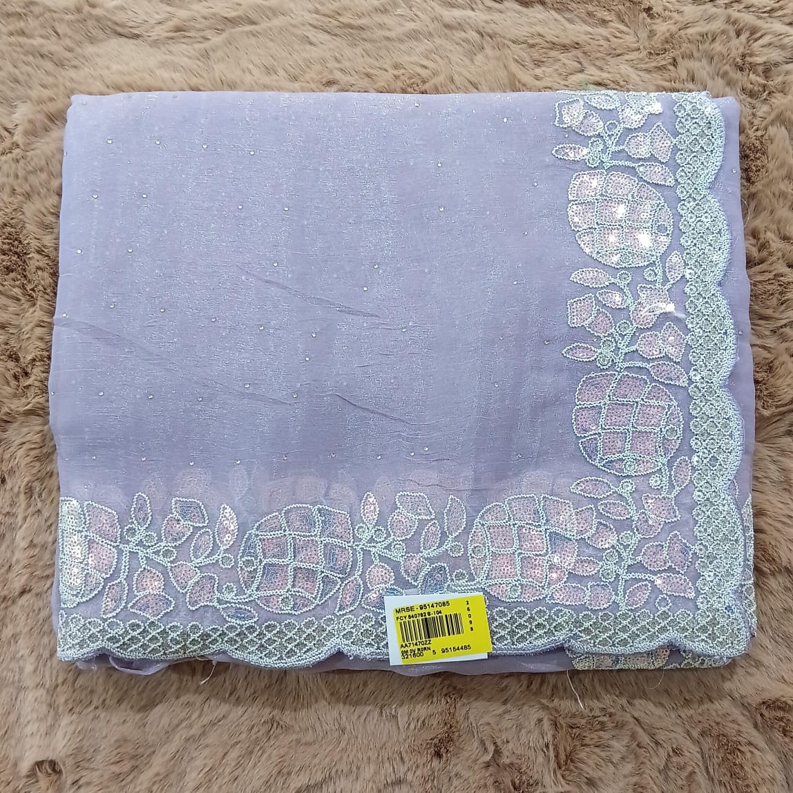 Simar Chiffon Purple Fancy Saree-M.R.Saree Emporium