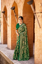Krishnaleela Hasrat Brasso Floral Printed Saree with Designer Border - 8 PCS Set