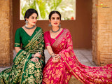 Krishnaleela Hasrat Brasso Floral Printed Saree with Designer Border - 8 PCS Set