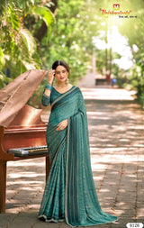 Krishnaleela Hastkala Fancy Fabrics Printed Saree with Designer Border - 8 PCS Set