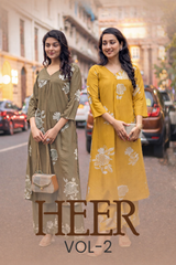 Kadlee Heer Vol-2 Rayon Printed Kurti Set - Top & Bottom 6 Designer Collection - M.R. Saree Emporium