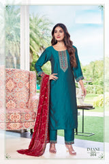 Aanchi IMANI-2.0 – 3 PCS Straight Dress Set in Rangeela Silk -M.R. Saree Emporium