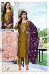 Aanchi IMANI-2.0 – 3 PCS Straight Dress Set in Rangeela Silk -M.R. Saree Emporium