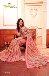 Jhanak Traditional Printed Saree with Elegant Zari Border & Designer Pallu