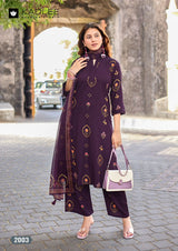 Kadlee Classy Look Rayon Printed Kurti Pant Dupatta Set 6 Pcs