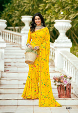 Krishnaleela Guzaarish Fancy Base with Pattern Printed Saree – 6 Pcs Set-M.R. Saree Emporium