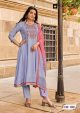 Kadlee Roopam - Mul Chanderi Hand Work Kurti Pant With Dupatta 5 PCS Set Collection - Premium Ethnic Wear By M.R. Saree Emporium