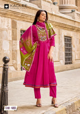 Kadlee Roopam - Mul Chanderi Hand Work Kurti Pant With Dupatta 5 PCS Set Collection - Premium Ethnic Wear By M.R. Saree Emporium