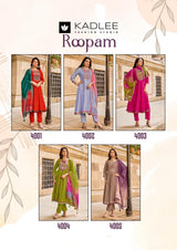 Kadlee Roopam - Mul Chanderi Hand Work Kurti Pant With Dupatta 5 PCS Set Collection - Premium Ethnic Wear By M.R. Saree Emporium
