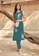 Kadlee Rose Wood - Rayon Printed Kurti With Bottom 6 PCS Set Collection - Daily Wear Ethnic Set By M.R. Saree Emporium