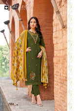 Kadlee Sahiyar Viscose Weaving Suit Set with Chanderi Dupatta & Handwork – 4 Pcs-M.R. Saree Emporium