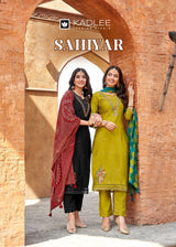 Kadlee Sahiyar Viscose Weaving Suit Set with Chanderi Dupatta & Handwork – 4 Pcs-M.R. Saree Emporium