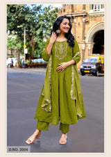 Kadlee Shehnaz - Mull Chanderi Handwork Kurti Pant With Dupatta 4 PCS Set Collection - Festive Wear By M.R. Saree Emporium