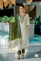 Kadlee Vardan Viscose Weaving Kurti Set with Thread & Hand Work & Chanderi Dupatta -M.R. Saree Emporium
