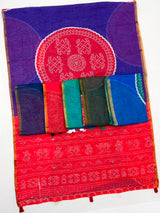 Kakshi Linen Soft Linen Mirror Work Saree 6 Pcs Set