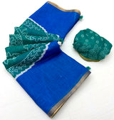 Kakshi Linen Soft Linen Mirror Work Saree 6 Pcs Set